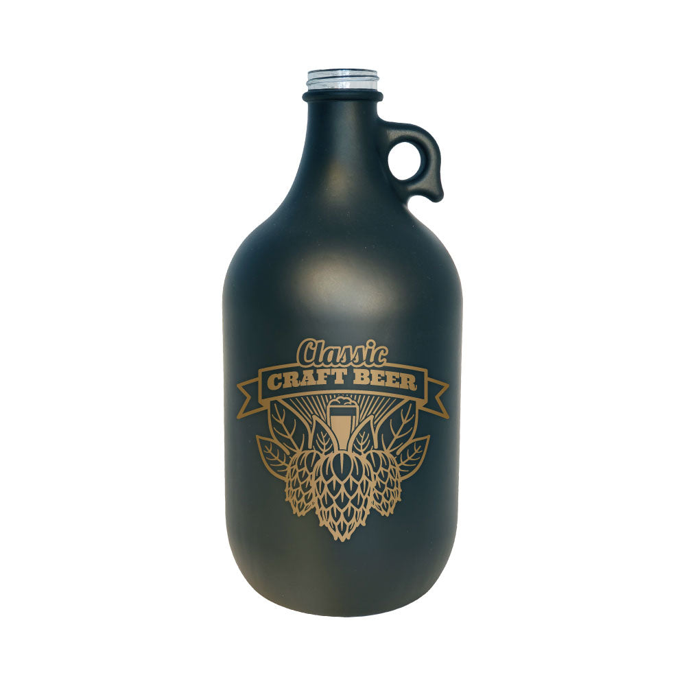 64 oz. Matte Black Glass Growler #GR64MatteBlack Min 72