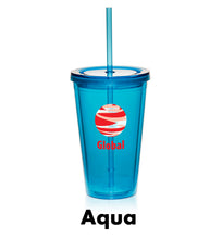 Load image into Gallery viewer, 16 oz. Double Wall Acrylic Tumbler With Straw #APG161 Color- 1 Color Imprint Min 12
