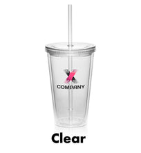 Load image into Gallery viewer, 16 oz. Double Wall Acrylic Tumbler With Straw #APG161 Color- 2 Color Imprint Min 12
