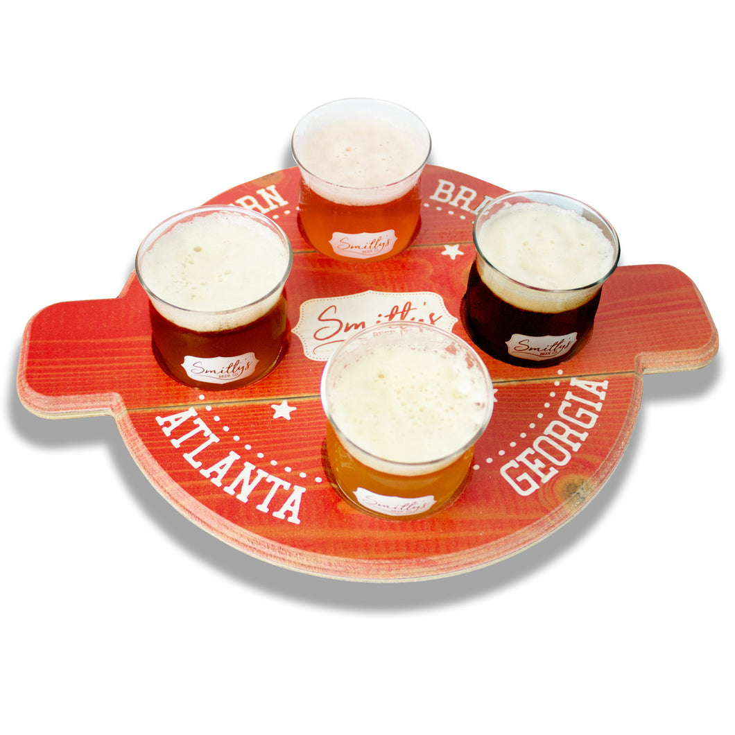 Custom Circular Wood Beverage Flight Tray #WFTC Min 20