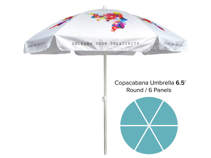 Custom Printed Beach Umbrella #240030 6.5' // 6 Panels With Valance Min 1