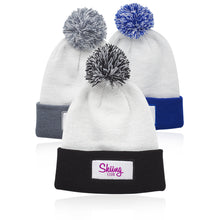 Load image into Gallery viewer, Fuji Two-Tone Patch Pompom Beanies #ABNY003 Embroidered Min 12
