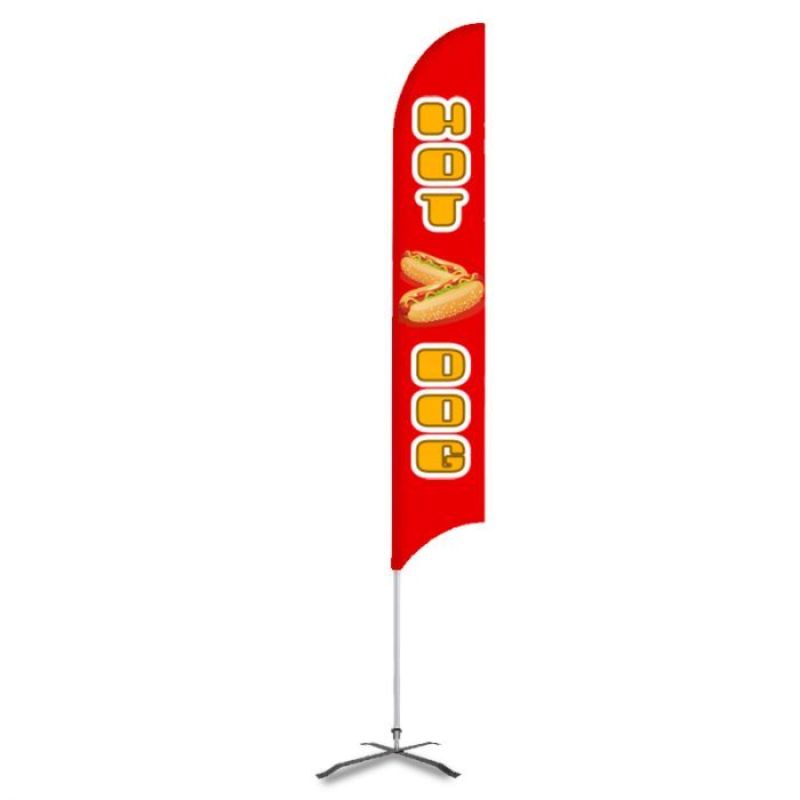 Hot Dog Pre Printed 15' G7 Feather Flag Red #HDR-FBG715 Min 1