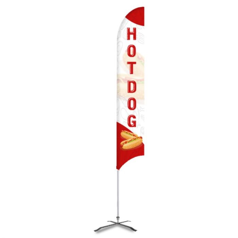 Hot Dog Pre Printed 15' G7 Feather Flag White #HDW-FBG715 Min 1