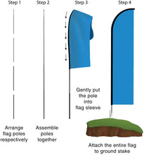 Load image into Gallery viewer, Now Open Sign Banner Feather Flag Kits - 15ft Flag Complete with Pole Set and Ground Stake - Red #EVO-15-RED-NOWOPEN Min 1
