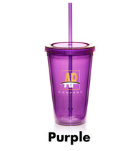 Load image into Gallery viewer, 16 oz. Double Wall Acrylic Tumbler With Straw #APG161 Color- 1 Color Imprint Min 12
